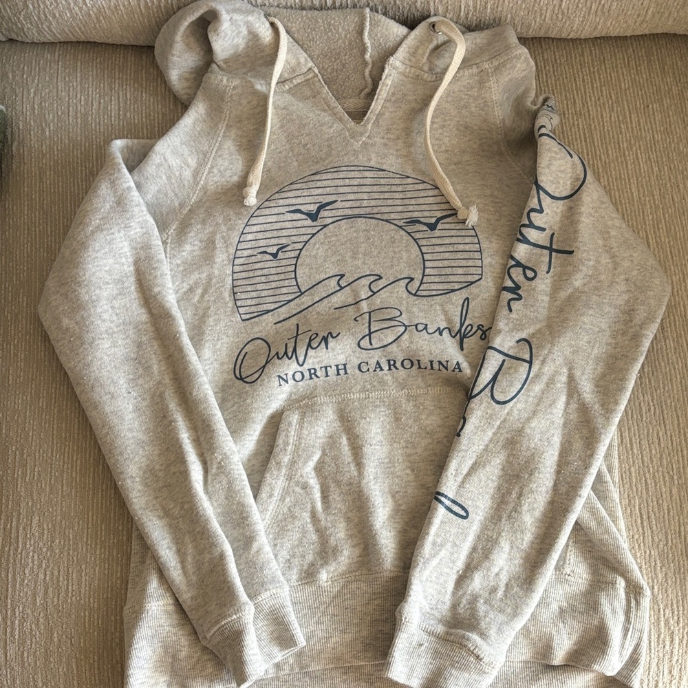 Ocean Drive Gray Hoodie with Blue Print